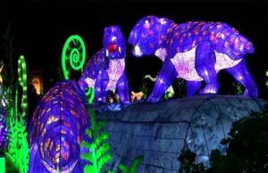 Dinosaurios se encienden como linternas navideñas en París
