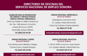 Invita Gobierno de Sonora a Ferias de Empleo en el sur y norte del estado