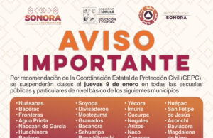 Anuncia SEC Sonora suspensión de clases por bajas temperaturas en 41 municipios de la entidad