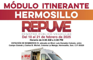 Anuncia Repuve instalación de módulo móvil para regularizar vehículos en Hermosillo