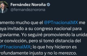 Fernández Noroña se distancia del PT tras ser abucheado en su Congreso Nacional