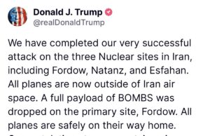 Donald Trump anuncia ataque a sitios nucleares en Irán y llama a la paz: “Ahora es tiempo de paz”