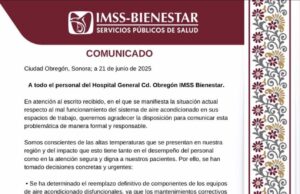 IMSS Bienestar anuncia solución inmediata al problema de aire acondicionado en Hospital General de Ciudad Obregón