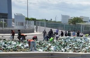 VIDEO: Se viraliza rapiña de camión de mangos; hasta por redes los vendían
