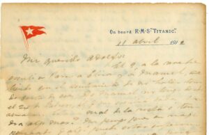 Carta escrita por tripulante en el Titanic supera los 10 mil euros