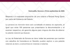 No hay designación de notaría, solo estatus de aspirante: Paloma Terán