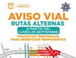 Cambiarán rutas alternas por construcción de paso a desnivel de Colosio y Solidaridad