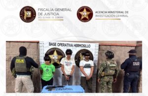 Operativo conjunto de AMIC, SEMAR y PESP deja tres detenidos, droga y arma asegurada en Hermosillo