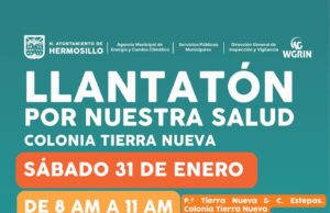 Realizará Ayuntamiento de Hermosillo jornada de “Llantatón por nuestra salud” en Tierra Nueva