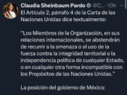 Sheinbaum señala postura de México contra la intervención militar y cita la Carta de la ONU