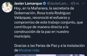 Reconocen en la Mañanera avances de Cajeme en la construcción de la paz comunitaria