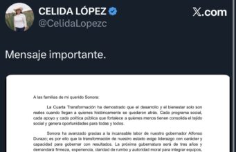 Celida López perfila aspiración rumbo a 2027 y confirma que participará en el proceso interno de Morena