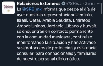 SRE activa protocolos de protección consular para mexicanos en Medio Oriente y recomienda no viajar a la región