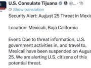 Estados Unidos emite alerta de seguridad por posible amenaza en Mexicali